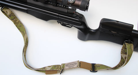Riflecraft RS-2 Rifleman's Essential Sling in ATACS Foliage Green on a Sako TRG